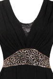 Black Front Lace Pleated Trimming Back Tie Up Maxi Dress