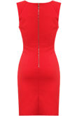 Red Gem Trim Tight Fitting Evening Dress