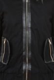 Black Fur Hooded Side Pocket Bomber Jacket