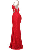 Red Premium Diamante Detail Lace Maxi Dress