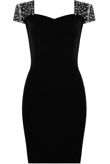 Black Diamante Shoulder Detail Bodycon Dress 