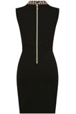 Black Stone Textured Front Cut Out Bodycon Dress