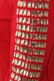 Jewel Embellished Long Sleeve Red Bodycon Dress