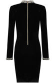 Black and Green Pearl Velvet Textured Bodycon Dress