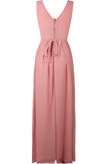 Pink Stone Textured Back Tie Up Maxi Dress
