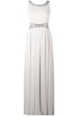 White Stone Textured Back Tie Up Maxi Dress 
