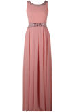 Pink Stone Textured Back Tie Up Maxi Dress