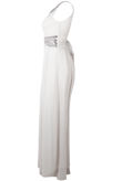 White Stone Textured Back Tie Up Maxi Dress 