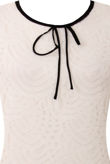 White Tie Neck Scalloped lace Shift Dress