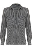 Monochrome Stripe Print Shirt Tops