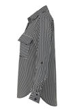 Monochrome Stripe Print Shirt Tops
