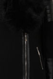 Black PVC Patch Fur Collar Jacket 