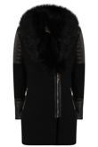 Black PVC Patch Fur Collar Jacket 