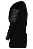 Black PVC Patch Fur Collar Jacket 