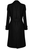 Black Double Breast Crossover Belted Overcoat