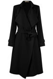Black Double Breast Crossover Belted Overcoat