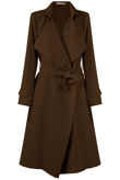 Camel Double Breast Crossover Belted Overcoat