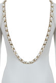 Cream With Gold Chain Detail Open Back Bodycon Dress