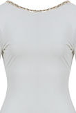 Cream With Gold Chain Detail Open Back Bodycon Dress