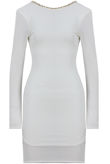 Cream With Gold Chain Detail Open Back Bodycon Dress