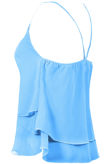Sky Blue Layered Chiffon Cross Back Strap Detail Pleated Top