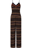 Khaki Aztec Print Palazzo Jumpsuit