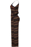 Khaki Aztec Print Palazzo Jumpsuit