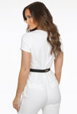 White Belted Crepe Jumpsuit