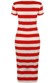 Red Stripe Short Sleeves Midi Dress 