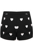 Black and White Heart Print Shorts Skorts