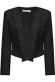Black Cropped Smart Tailored Lined Tuxedo Evening Jacket