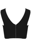 Black Zip Fastening Sleeveless Crop Top