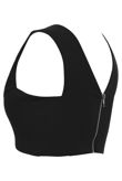 Black Zip Fastening Sleeveless Crop Top