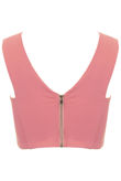 Pink Zip Fastening Sleeveless Crop Top