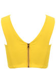 Yellow Zip Fastening Sleeveless Crop Top