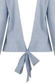 Blue Vertical Stripe Open Back Tops