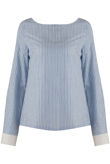 Blue Vertical Stripe Open Back Tops