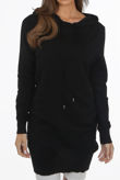 Black Fine Knit Hooded Jumper Dress