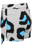 Cream & Blue Contrast Animal Print Crepe Skort