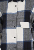 Navy Large Tartan Print Front Pocketed Shirt