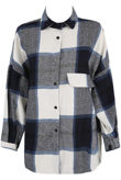Navy Large Tartan Print Front Pocketed Shirt
