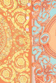 Orange Scarf Print Round Neck Blouse