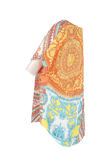 Orange Scarf Print Round Neck Blouse