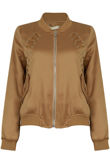 Beige Eyelets Detail Bomber Jacket