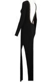 Black With Gold Chain Trimming Maxi Dress
