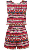 Pink Aztec Printed Sleeveless Top & Shorts set