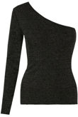 Silver Lurex One Shoulder Long Sleeve Top