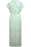 Green & Blue Leaf Print Cross Over Detail Maxi Dress