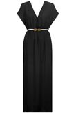 Black Belted Cross Over Maxi Dress