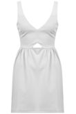 Cream Cut Out Front Textured Skater Dress